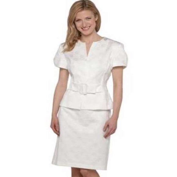 White Peplum Isabella Suit - Picture 1 of 6